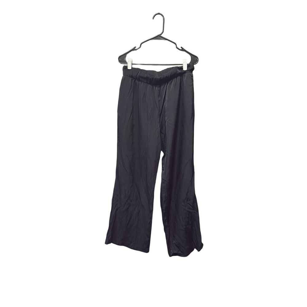 Shiny Black Wide Leg Pants - H&M - M